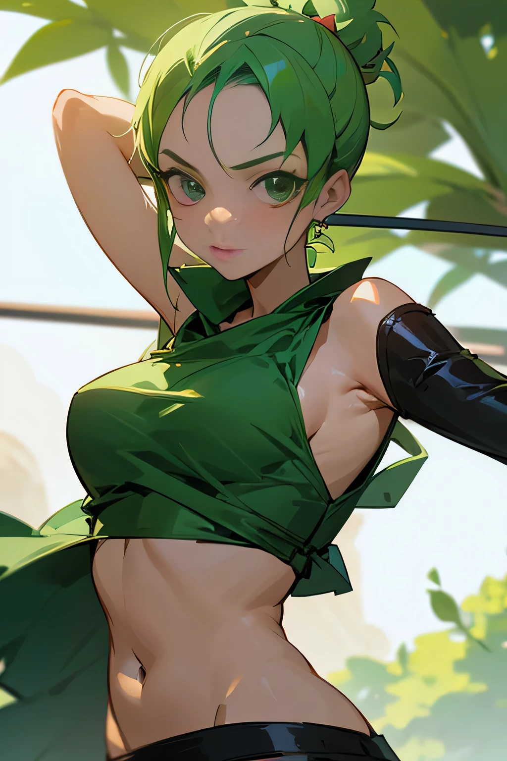 Cute girl, dressed as zoro from the anime One Piece