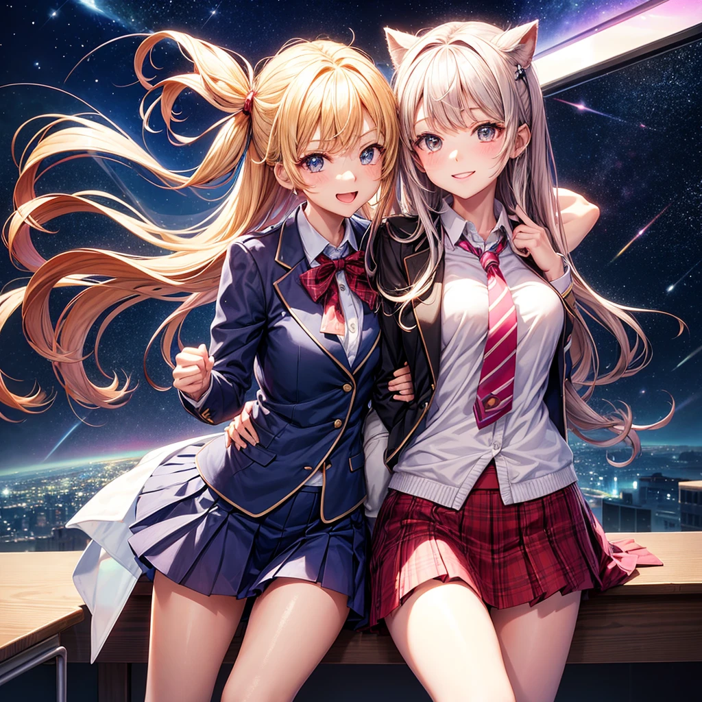best quality,,smile,blazer,swimsuit,Superpowered girl,School,gravity user,classroom,Collective of girls,JK,A girl taking off her uniform,Sexy and cute,Uniform of the Future,Ribbon on uniform,Evolution of fashion,middle School girlultiple girls are depicted,harem,idol group,starry sky background,photo shoot,long hair,wearing a cardigan,beautiful girlの国,girl's paradise,highest quality,big breasts,leather jacket,happy girl,horny girl,blue eyes,perfect face,standing position,She has her bangs down,fur jacket,Beautiful eyes,smooth hair,perfect eyes,beautiful girl,Angel Girl,multicolored hair colors,naughty girl,beautiful,High-dimensional beautiful girl,Multidimensional beautiful girl,gathering,Group、,