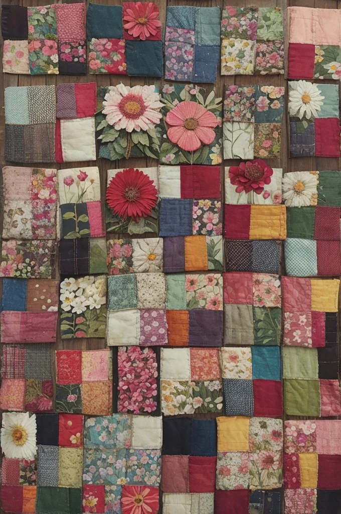 Different flowers in patchwork 