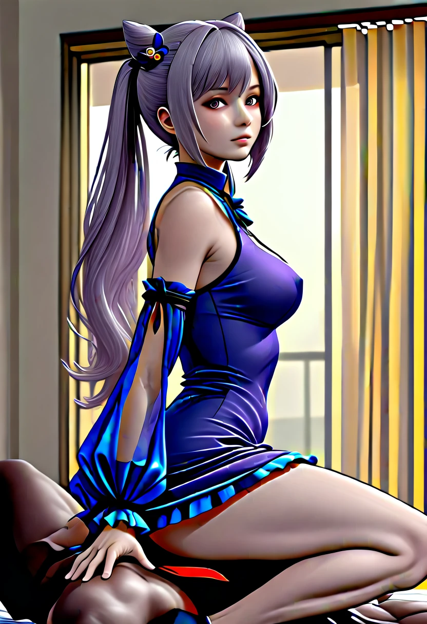 (score_9:1.8), (ai-generated:1.2), (Maximize Detail Slider:1.2), (Insanely Detailed:1.2), (source_anime:1.2), (Virtual Engine:1.8), (Crisp Detail:1.8), (Ultra HD Clarity:1.8) BREAK (score_9:1.8), 1girl, solo, long hair, breasts, looking at viewer, blush, bangs, hair ornament, squatting, dress, bare shoulders, twintails, medium breasts, underwear, purple eyes, no panties, purple hair, ass, squatting cowgirl, bare legs, frills, detached sleeves, hair bun, shapely thighs, (straddling:2.0), purple dress, toned thighs, cone hair bun, keqing \(genshin impact\) BREAK 1boy, (interracial:1.8), (sex, vaginal:1.8), (puffy pussy lips, spreaded pussy, anus:0.9), uncensored BREAK (round lips, moaning:2.2), (furrowed-eyebrows:2.0), (rolling-eyes:2.2), cinematic lighting, practical light, 55 mm lens, production quality, depth of field, cinema photography, intricately-detailed, professional color grading, exquisite detail, sharp-focus, long exposure time, F/5.6 lens, diffuse-back-light, award winning photography, realistic photography, unreal engine, realistic lense flare, real lighting, studio lighting, accent lighting, global illumination, ray tracing global illumination, optics, scattering, glowing, shadows, rough, shimmering, lumen reflections, diffraction grating, GB displacement, ray traced, Anti-Aliasing, FKAA, TXAA, RTX, SSAO, shaders, tone mapping, CGI, VFX, SFX.