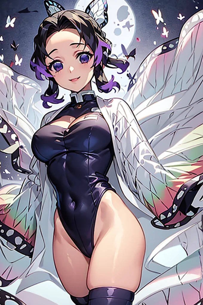 (Highest quality、masterpiece、8k)、(((Head to Toe、Leotard costume)))、((Are standing、Bursting ))、One Woman、belly buttoattoo on the lower abdomen)、Cleavage、easts、clavicle、Knee socks、Cleavage、Sweat、Wet、smile Cheeks、Attractive lips、Glowing Skin、Fair skin、High Ponytail、Wavy Hair、Perfect hands、Perfect Fingers、Perfect breasts、Perfect Hair、Perfect Facct body