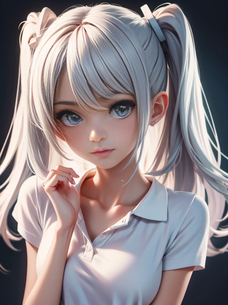 pretty girl, Wearing a bright white polo shirt, In the style of a soft aurora punk color palette, Anime illustration of her face, Animated GIFs, Hand-drawn animation, Attractive sketch, Soft and bright, A vague romanticism, Super Plain Style,