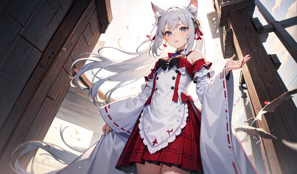 ((Highest quality)), ((masterpiece)), (detailed), One girl, Animal ears girl,Angle from below,Cover