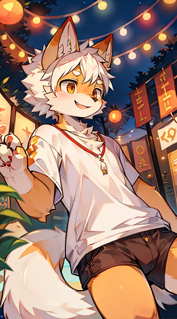 furry,fur,body fur,Solitary,male,Super happy,((festival)),Short sleeve,character focus,Face Focus,White shirt,White hair, orange fur,rest,No,No,No,No,No,No,No,No,No,No,No,No,No,No,No,No,No,No,No,No,No,No,No,No,No