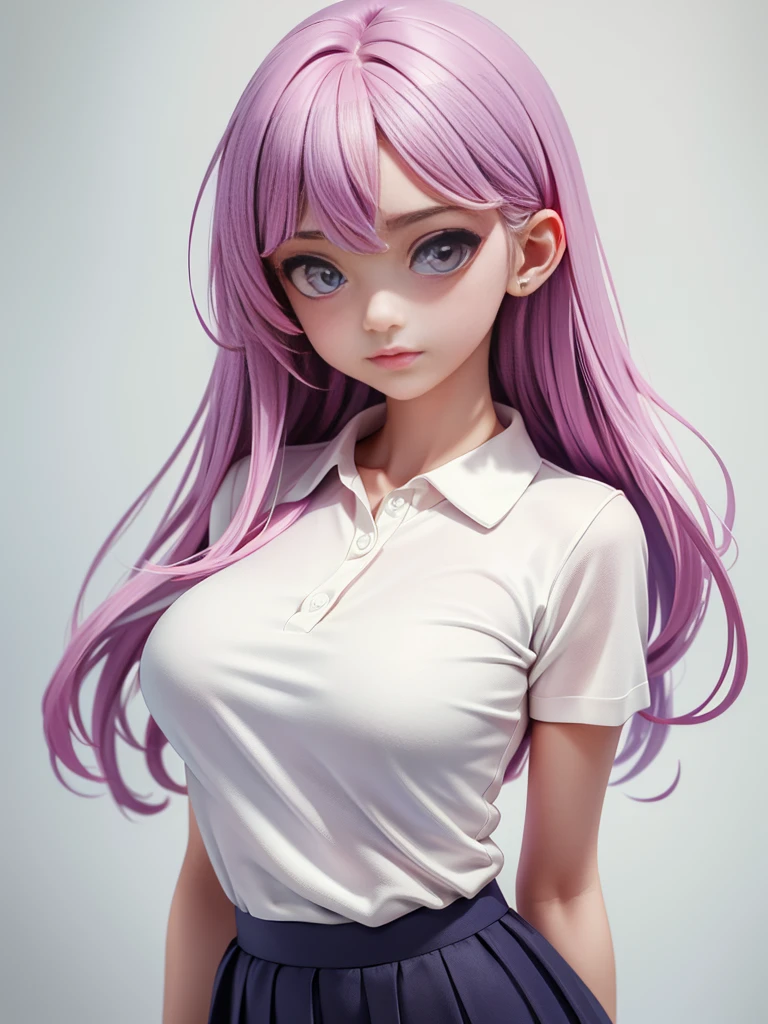 pretty girl, Wearing a bright white polo shirt, In the style of a soft aurora punk color palette, Anime illustration of her face, Animated GIFs, Hand-drawn animation, Attractive sketch, Soft and bright, A vague romanticism, Super Plain Style,skirt，bra