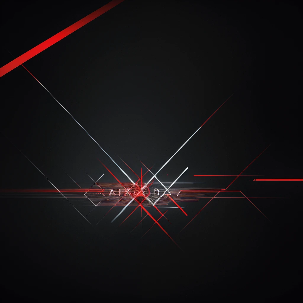 Abstract logo, music album cover, dark tones on black, highlighted red lines, red lines geometric shapes, centralized, minimalistic, 2d, few lines, slightly gothic design