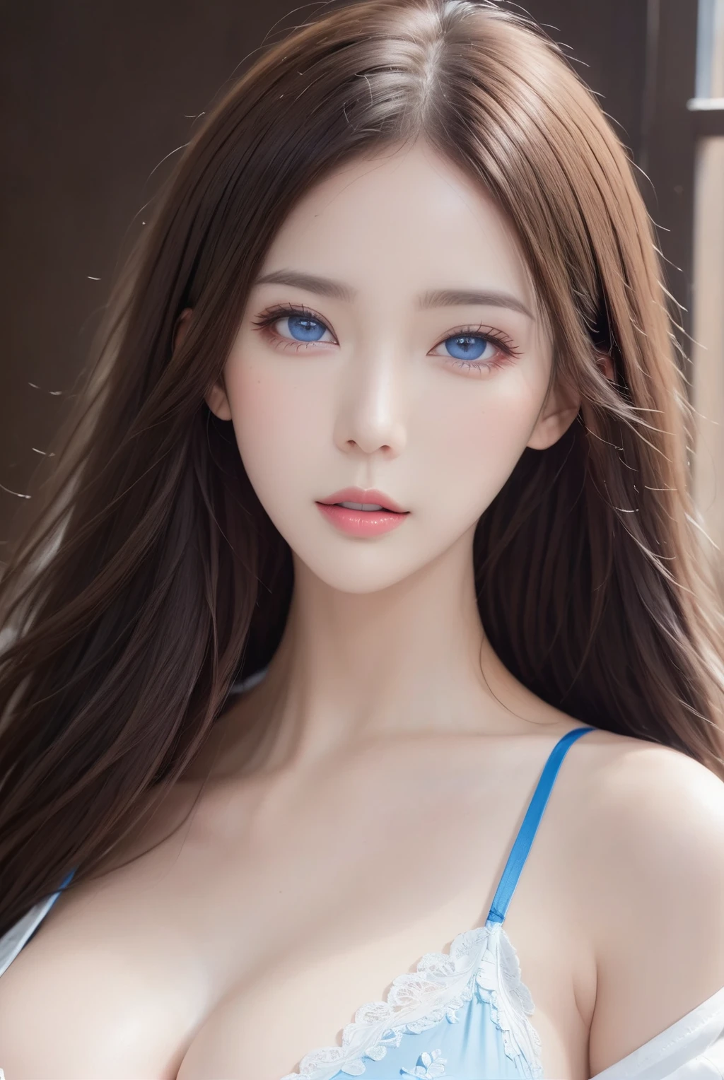 masterpiece、Highest quality、High resolution、Official artwork、Backtrack Rich,Long Hair、blue eyes、Glowing Skin、Light background、Topic Focus、Soft and natural lighting、Create a dreamy and magical atmosphere。Shower room、hair ornaments、Lee Hong、Closed lips makeup、lipstick、(Heavy makeup)、((Beautiful breasts、Small breasts))、High Leg、Wearing a micro bikini、Kneel、