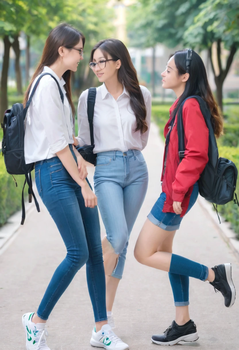 Romantic Student, Two female students in , Lesbian couple, Tall and thin, beautiful, alumnus, classmate