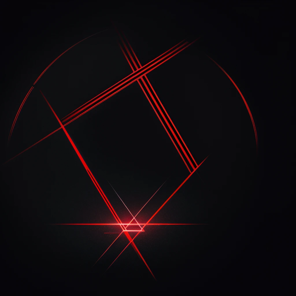 Abstract logo, music album cover, dark tones on black, highlighted red lines, red lines geometric shapes, centralized, minimalistic, 2d, few lines, slightly gothic design, completely black background, word "n.It is.n" outlined in red in the center of the image