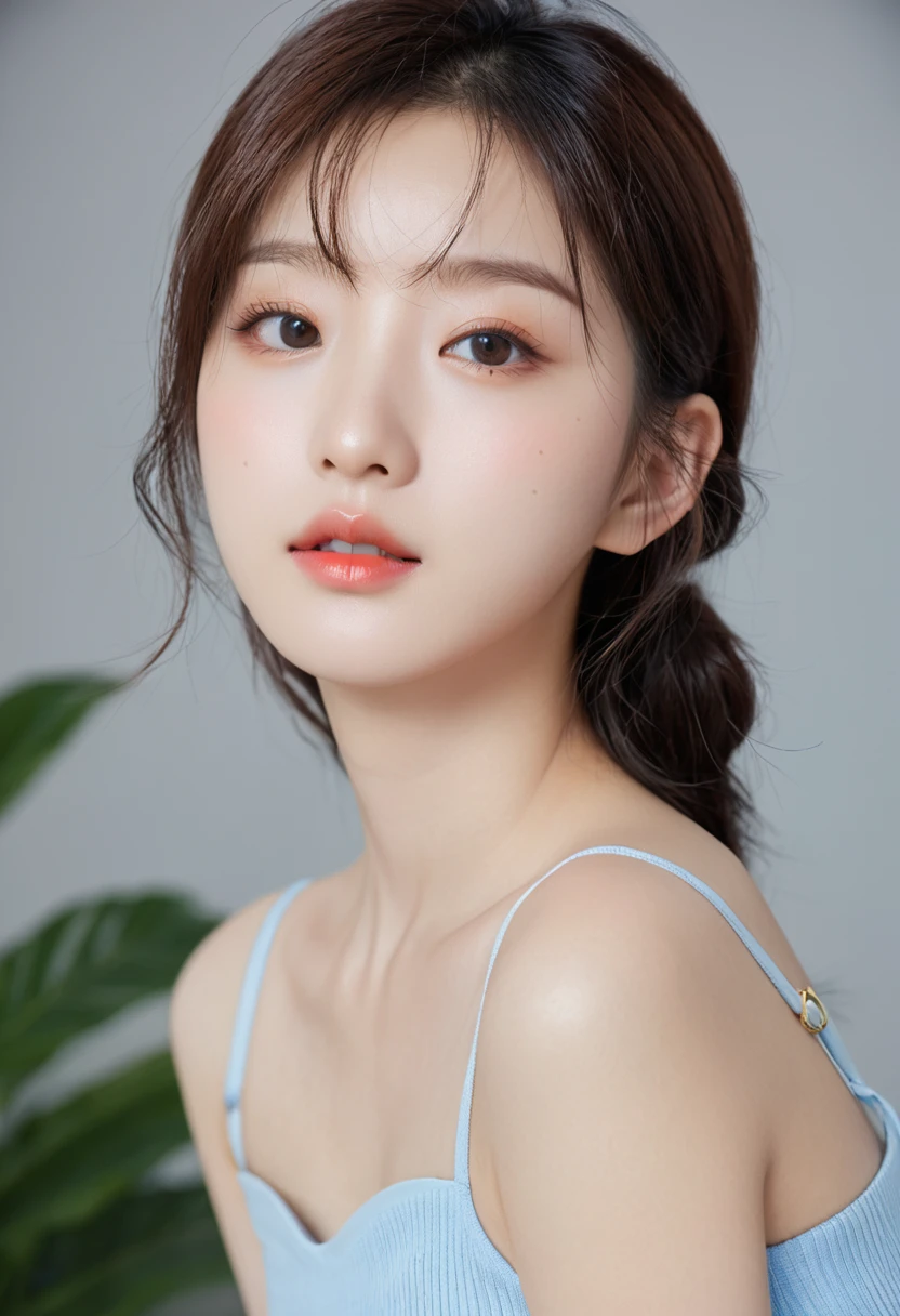 best quality, Ultra-high resolution, (Reality:1.4), 20 year old girl, (ulzzang-6500:0.8), (forehead), Upper Body,