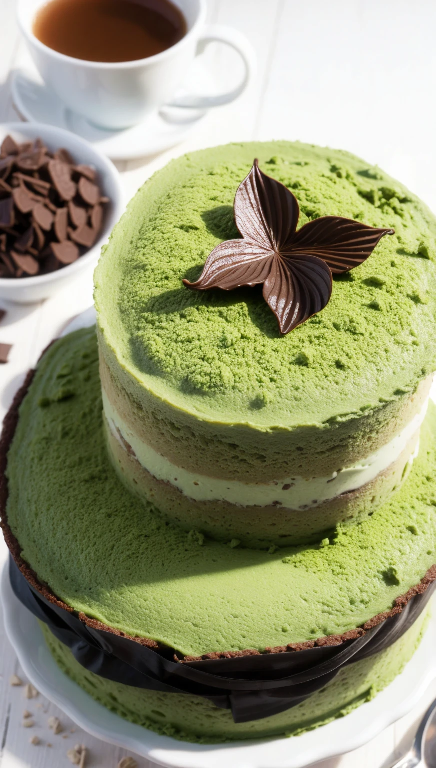 Cake details. Matcha chocolate.
