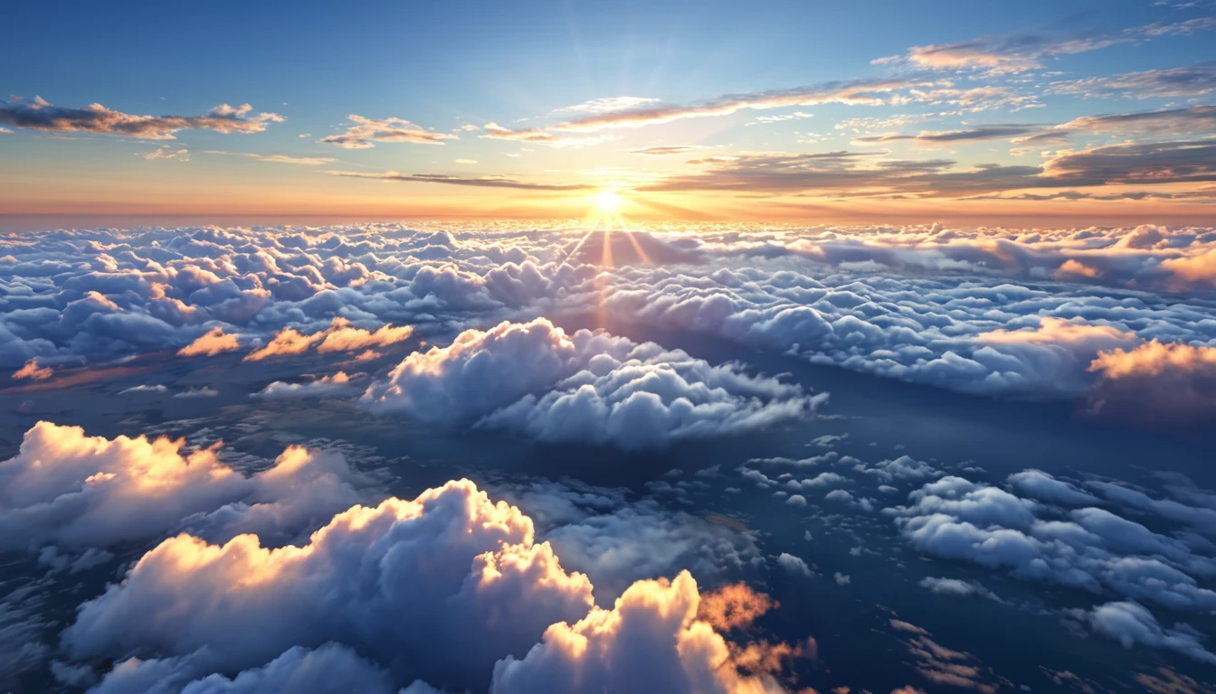 (Mont:1.3),Sea of cloud,sunrise, cloud, Tyndall Ray,(Masterpieces:1.3),(8k wallpaper:1.3),Photorealistic, Morning light