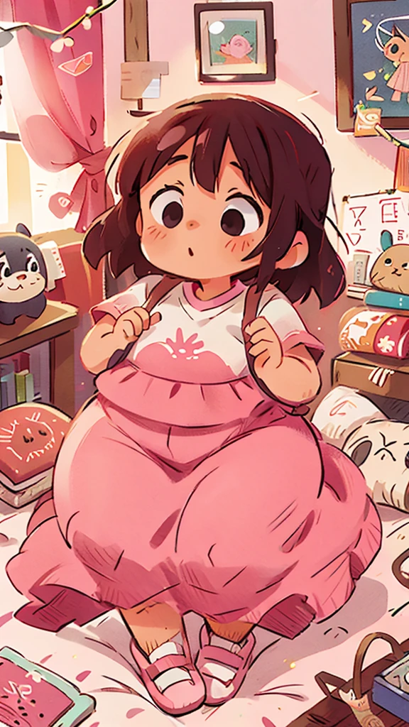 Bed room, chubby girl