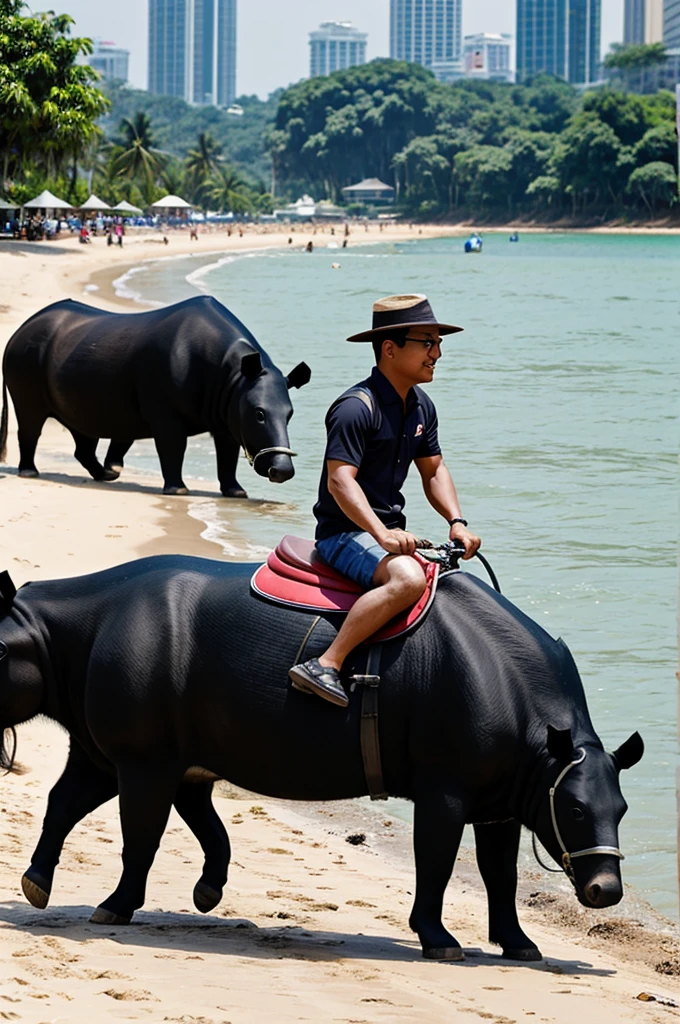 Japanese、Lifting a Hippo、Crab Earrings、Standing on the sea、Wearing a sea urchin on his head
