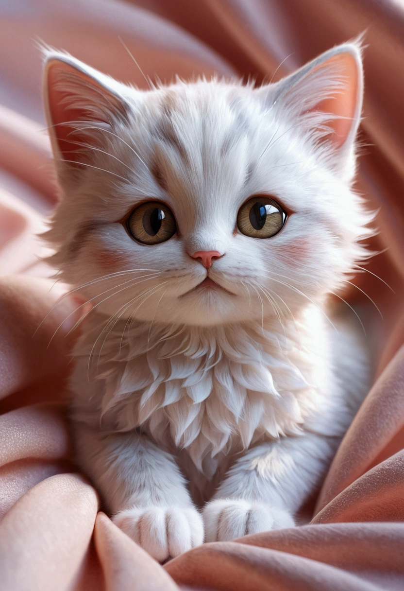 Beautiful little cat, Volumetric Light, Ultra-realistic, Intricate details, shape, Painting, watercolor, Cute Chibi, Sleep, close your eyes,ah!, Shallow depth of field, Pastel Color Palette, Soft lighting, minimum, Modern, Digital Painting, Lois van Baerle、Ross Tran、Art by artgerm, Artstation HQのトレンド, Very detailed