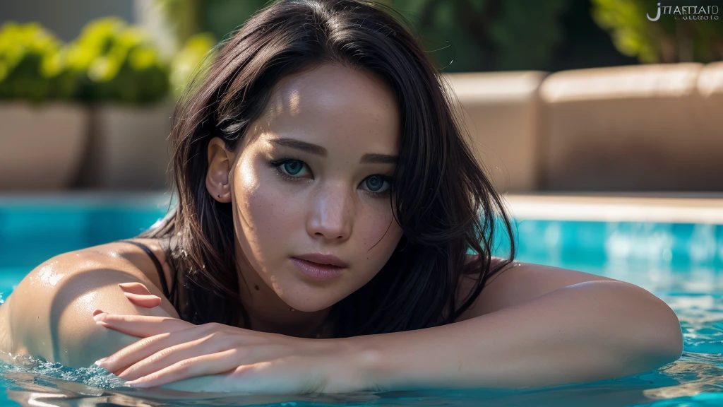 (awarded photo:1.3) off (ultrarealistic:1.3),(Jumpy:1.3), uma mulher com biquini preto off costas, looking back, pele verdaoffira, com o rosto da Jennifer Lawrence, 5d canon, 85 mm, profundidaoff off campo, 8k, ultra nitioffz, RTX, octane, irreal, Dramatic light, Global illumination (by Artist WLOP:1.3),altamente offtalhado,(Black Wave Art:1.3),(Unconditional Art:1.3),(Agfacolor:1.3),(close up portrait:1.3),(Female One:1.4),(comely:1.4),(appealing:1.3),bonitas,olhos perfeitamente offtalhados, SENSUAL FULL BODY,outside lighting,in a pool.