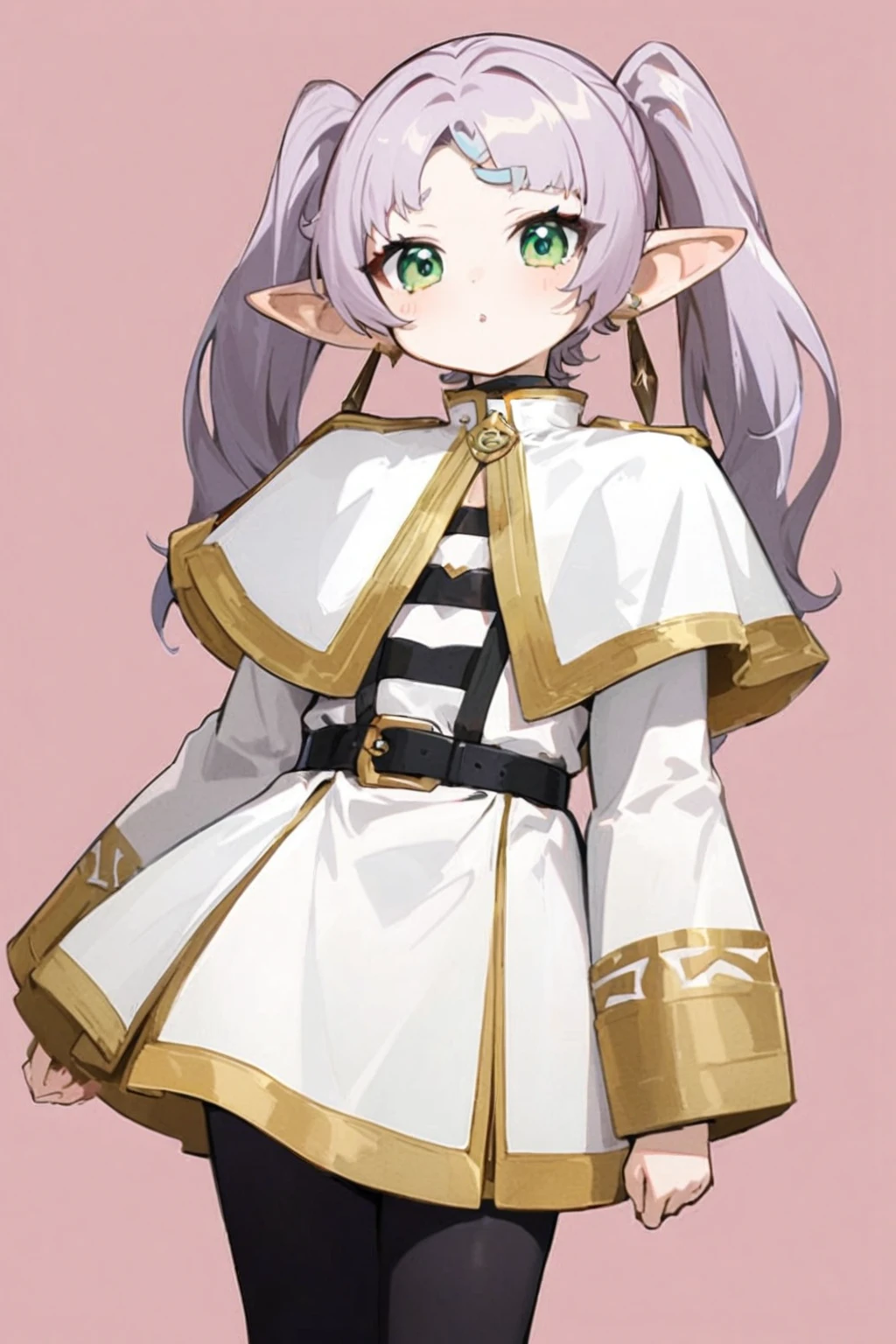 Wearing white and gold clothing、long hair woman, She has elf ears and golden eyes, dress like a priest, Cute anime waifu wearing beautiful clothes, Elf Girl, La Rafael, alluring Elf Princess knight, Zodiac Girl Knight Portrait, Elf Princess knight, Elf Princess, beautiful female priest, Detailed anime character art, 《Genshin Impact》Keqing in
