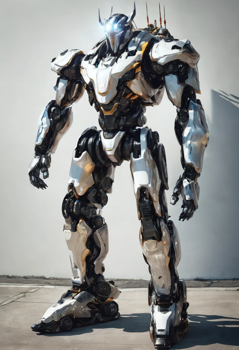 Man with strong robot body and white beard