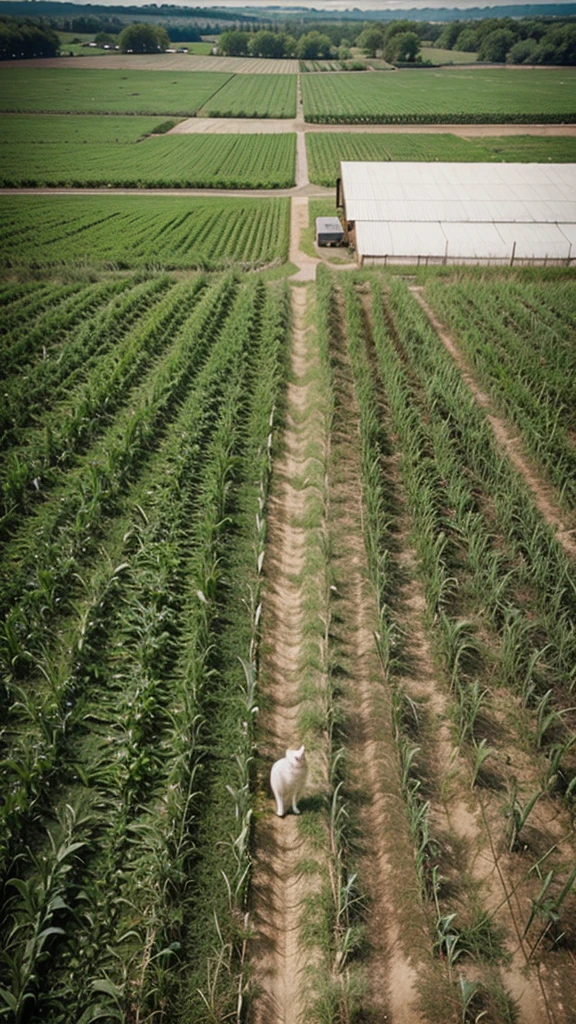 White Cat turns into corn on the corn farm
