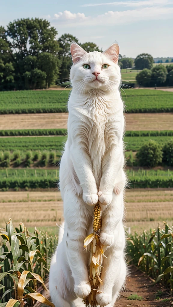 White Cat turns into corn on the corn farm