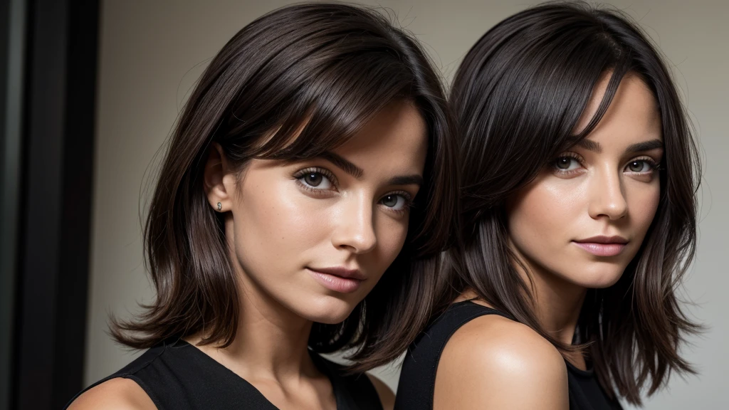 fait moi une colobianne au cheveux noir mi long en portrait