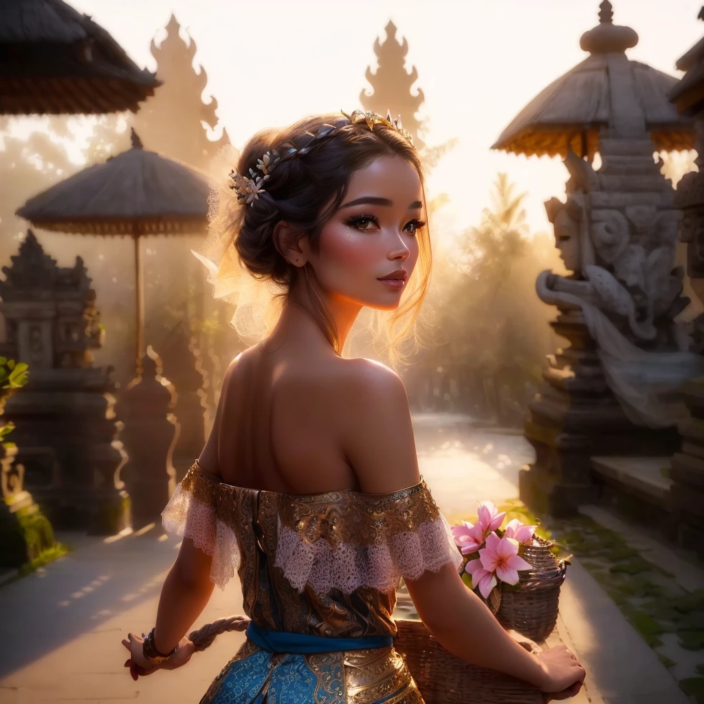 femme qui pose nue, beauté traditionnelle, Bali, magnifique femme, lumière radieuse du matin, Belle fille, superbe femme, jolie femme, femme splendide, Belle femme, par Rudy Siswanto, belle esthétique, lueur du matin, superbe photoshot, soirée d'été, 8k)), avec un bel exotique,