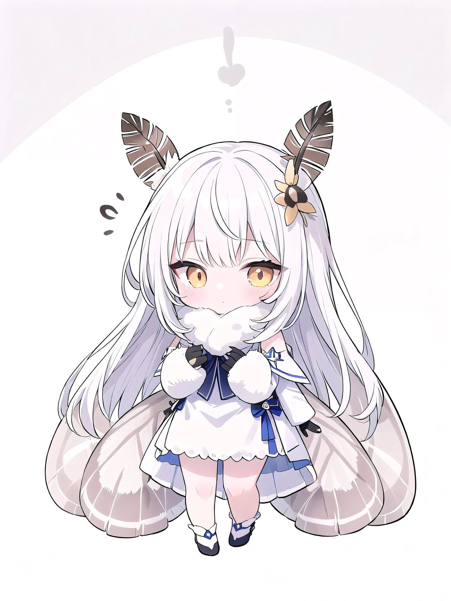 mothgirlcpt, moth antennae, moth wings, 独奏, 1girl, drooping tactile sensation、cute、fluffy、Light production、Silkworm moth,((beautiful feathers)),Colorful background.chibi