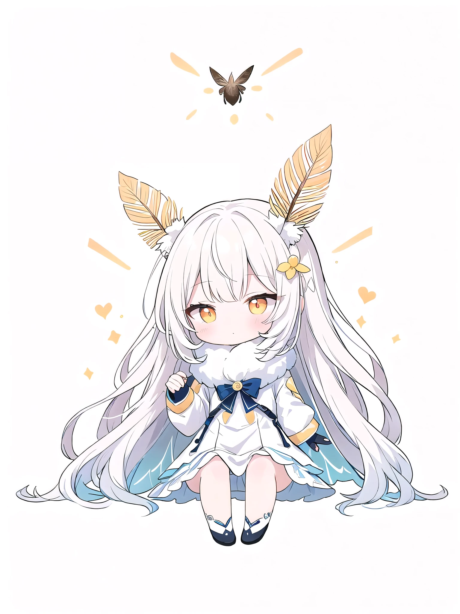 mothgirlcpt, moth antennae, moth wings, 独奏, 1girl, drooping tactile sensation、cute、fluffy、Light production、Silkworm moth,((beautiful feathers)),Colorful background