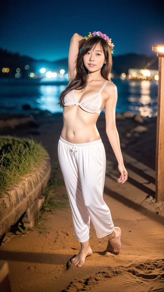 RAW, Best quality, high resolution, masterpiece: 1.3), beautiful Malay woman in raincoat, high resolution, Masterpiece: 1.3, Masterpiece, Soft smile, black hair, raining, vines all around, giant and wet trees ,bright sunshine, crop top,highres,4k,HDR,1girl, photorealistic, realistic,wet body, big breast, ((full body))soaked, dripping, smiling at viewer, closeup full body.without clothes.