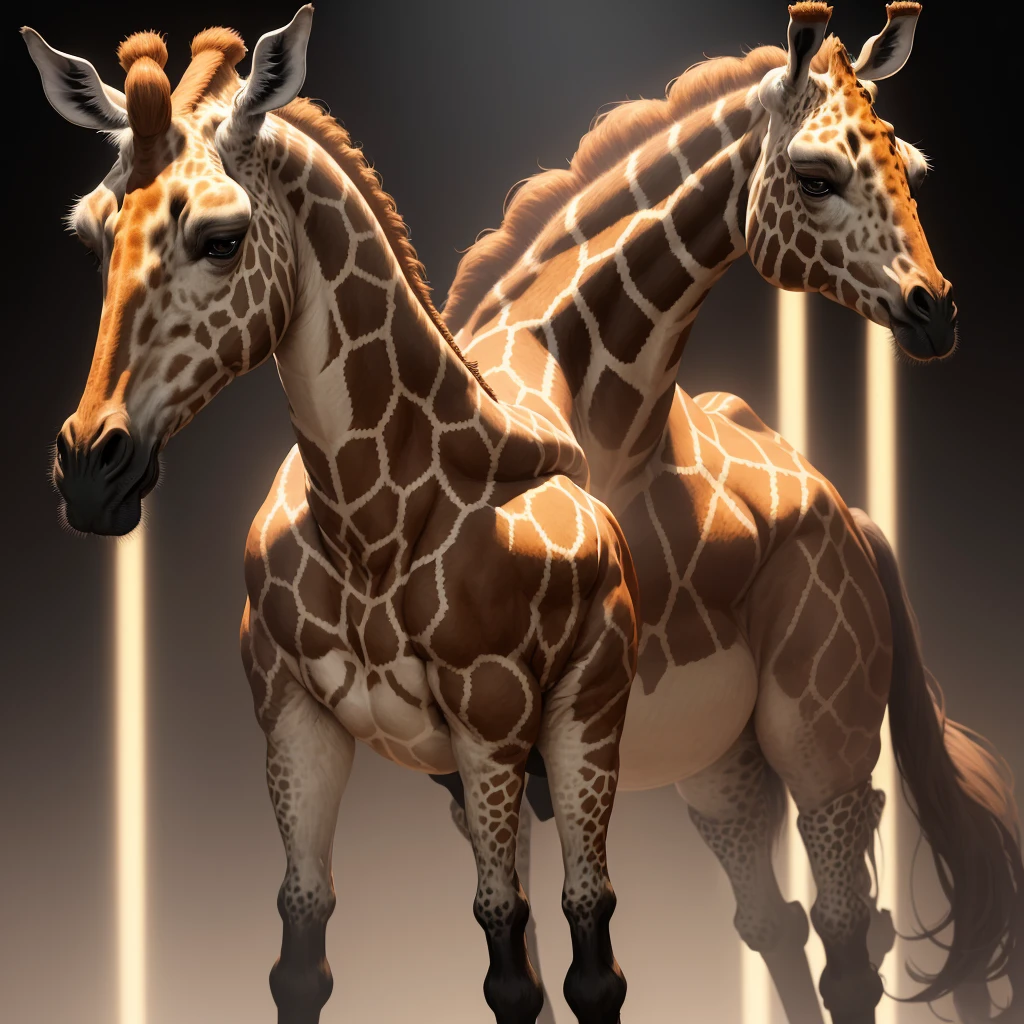 A creature that is a cross between a horse and a giraffe。