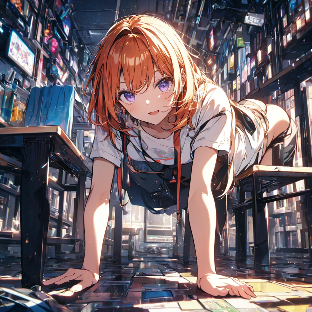 (Recall,On all fours:1.3),(Camel Toe:1.3),Highest quality,Best image quality,Perfect Anatomy,masterpiece,Ultra-detailed,beautiful,super high quality, Highest quality,High resolution, Very detailed,Game CG,Dutch Angle ,beautiful細部までこだわった目,Visual Arts,Five Fingers, Perfect hands,Hide your hands, {{{One Girl}}}, beautiful詳細な女の子, Game CG, Spring flower, One curl on the outside, Short Bob Hair, Pastel orange hair, Purple eyes,Stylish accessories solo, breast enhancement, Medium Shoot, woman, Take-out, Laughter, huge ,,Pastel green checkered mini skirt,Black knee-highs, {{{{{Wearing a pastel green hoodie}}}}},Open your mouth, Daytime Classroom, wonderful, beautiful細部までこだわった目, Highest quality, Very delicate,Masseter muscle area,Highest quality,(Official Art、Highest quality、Unity 8k wallpaper、32k、masterpiece、Ultra-detailed、超High resolution、Realistic、Photorealistic:1.2)、(Cinema Lighting:1.2)、Fire Glow Effect、The most grainy shadows on the film、Side light、Side Shot、(Ultra-detailedで複雑な3Dレンダリング)、Atelier Series,
