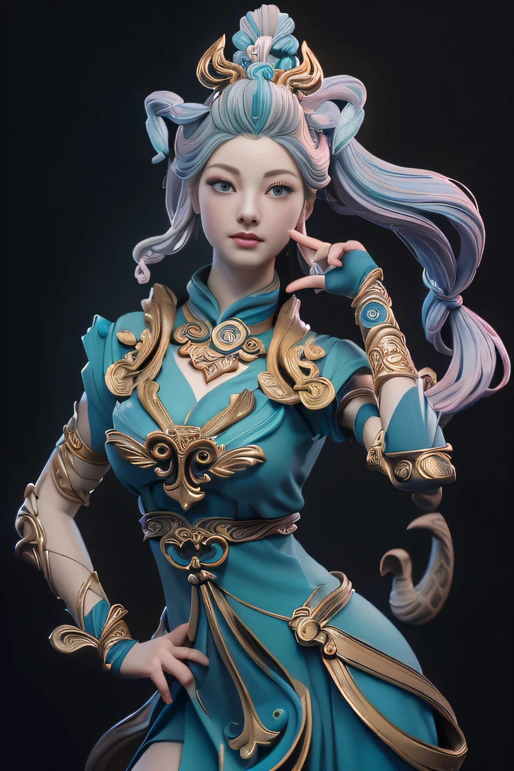 ((Sculpture design)),(Half-length portrait,from chest to head),((Add a base)),(undying),(Create a logo according to the),(The image of the goddess of creation in Chinese mythology),FEMALES(Nu wa),The image of the great goddess in the matrilineal clan period of primitive society。(Gentle and beautiful),(dunhuang),Computer graphic arts,((Professional Quality, 32k, Perfect photography)), ((Highest high resolution, Ray traching)), ((perfect volumetric lighting, High quality octane rendering, High quality vectors)), ((Complicated details,hyper-detailing:1.2)), SAW movie scenes,((ultra real photo,current,3d,3 Rendering)),Epic reality, ((with neutral colors)),(pastel colour:1.2),((Blind box toy style)),Best quality,hyper HD, (Complicated details:1.2),((simple backgound,Deep dark background:1.2,with black background)),graceful stance,Detailed faces, Detailed eyes,(correct hand:1.5),(Complete and beautiful five fingers:1.5),(Correct anatomy:1.5),(bust portrait sculpture:1.6),