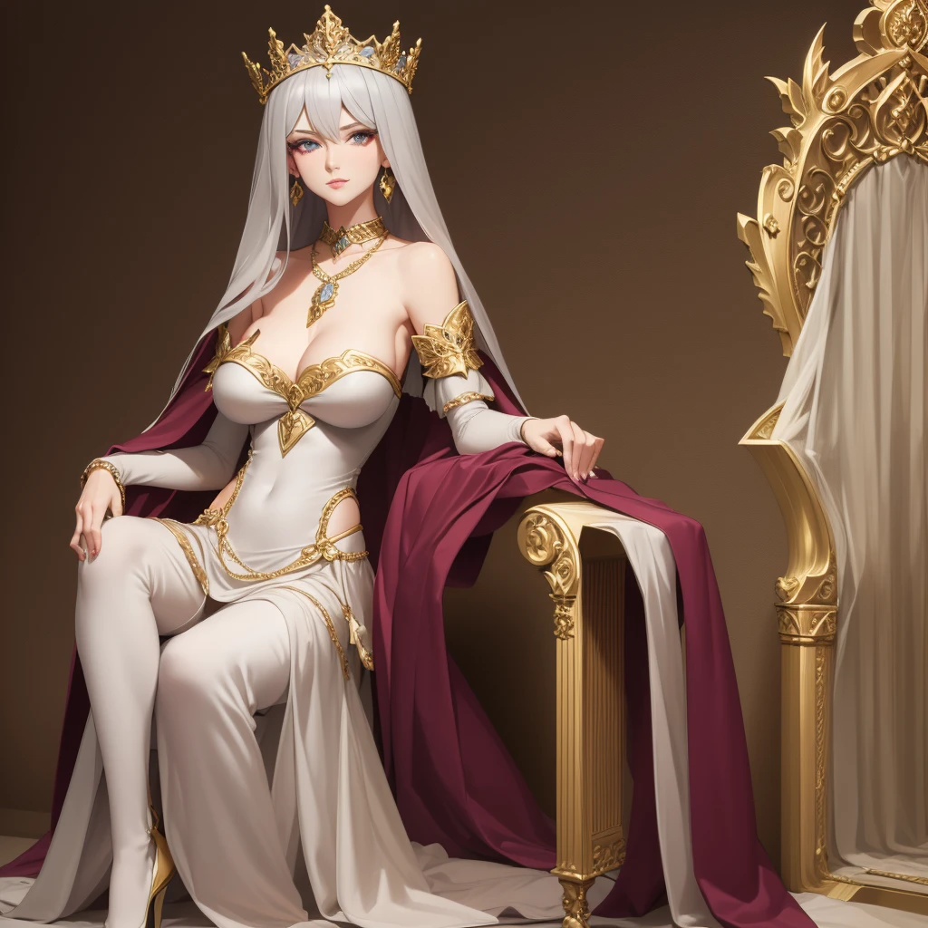 (masterpiece:1.2), Highest quality, (figure:1.2), (Very detailed), Super detailed information, (Delicate and detailed), (Intricate details), (Cinematic Light, Highest qualityのバックライト), Clear lines, From below, Female Solo,Perfect body,(One girl),Grey hair and yellow eyes,(emperor、Emperor),(tiara crown:1.1),Sitting on the throne,Please close your eyes for a moment.,Humble,Humble,(I'm shy:1.2 ), ((compensate)), High Contrast, (Best lighting, Very creative and beautiful), ((Cinematic Light)), Bright colors,Spread your legs,Insertion into the female genitals,Genital penetration,Touching the genitals,Spread your legs,beads,egg_vibrator, _ring, hitachi_magic_wall, vibrator, double_,Without pants,No bra