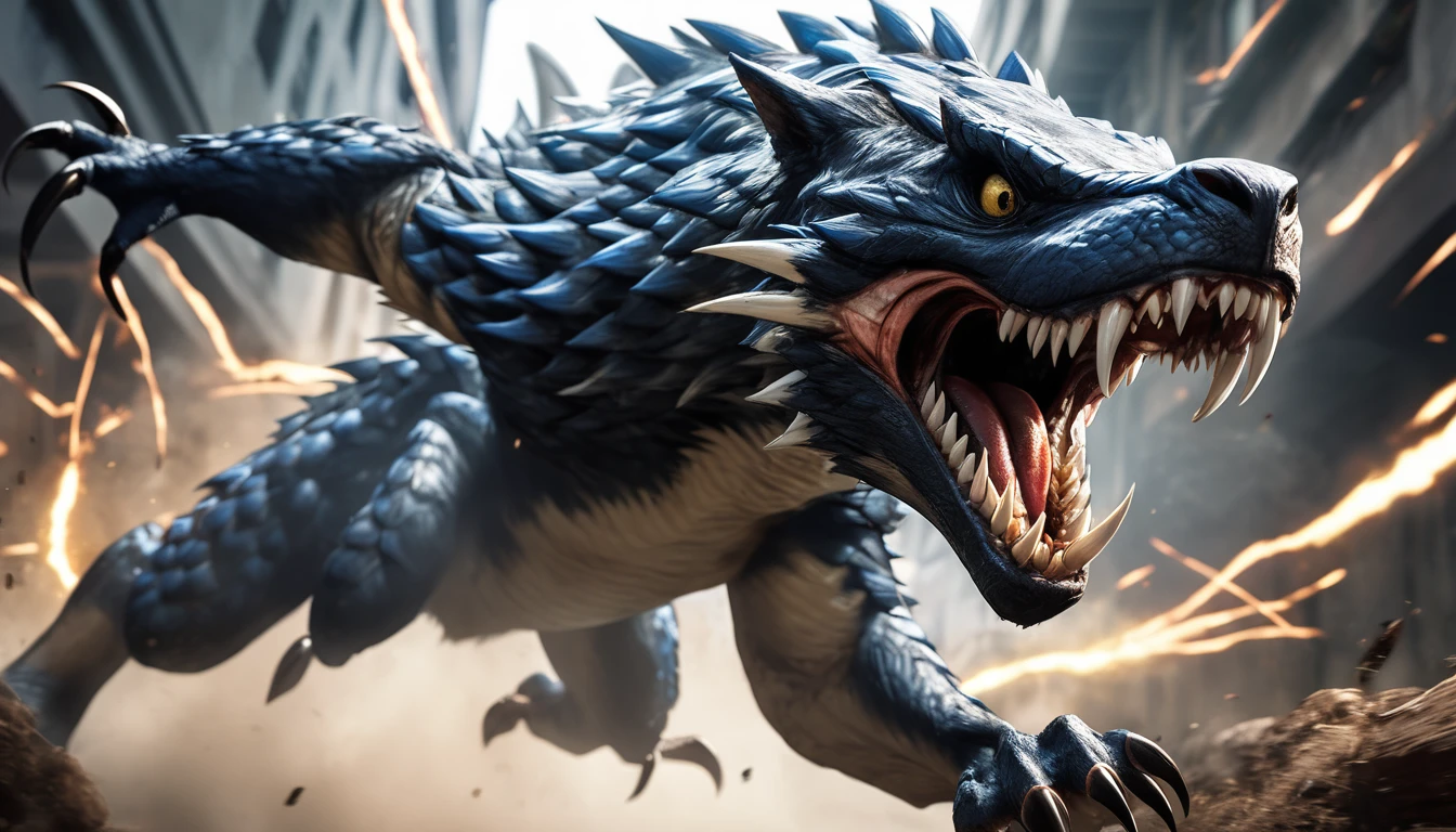 Realistic photos, RAW Photos, mimic, attacks viewer, Powerful movements, jump on prey, ((Dynamic jump)), Sharp Claws, mimic approaching from above, sudden approach, Bad-tempered, dynamic Shot from grand