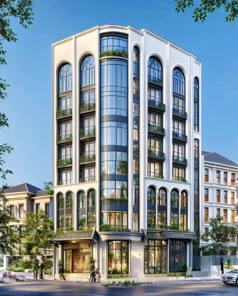(masterpiece, best quality:1.2), indochine building ,exterior , architecture design