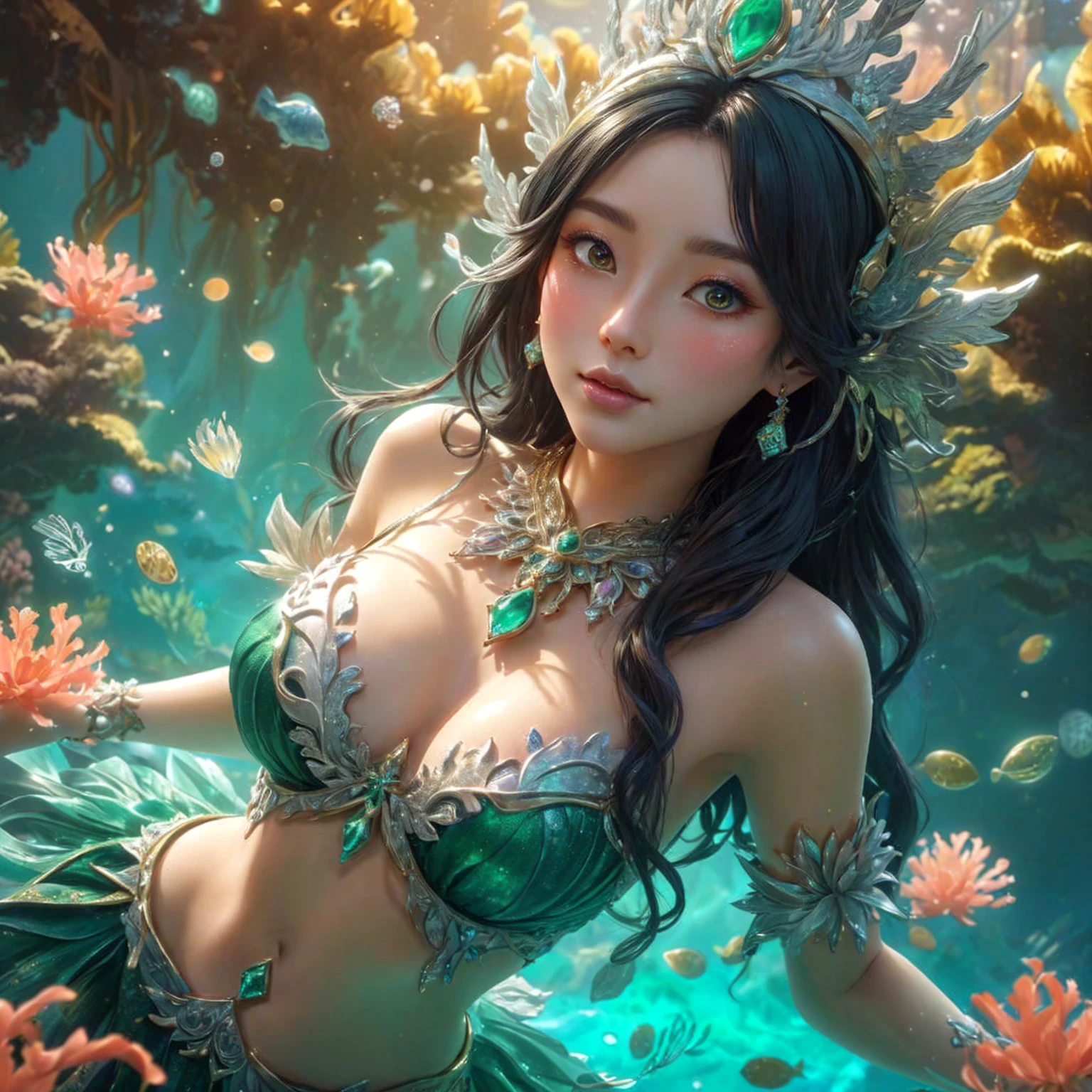 woman , dark green eyes , yellow eyes , pink mouth ,Dressed in gold, standing in front of a crescent moon., goddess of heaven, goddess of the moon, anime goddess, beautiful heavenly mage, lunar goddess, Moon Goddess, Golden Lotus Princess, Goddess of the Galaxy, Beautiful Fantasy Empress, ((Beautiful Fantasy Empress)), Goddess and Moon, As the sun goddess,, Goddess of space and time , Branded stockings for sale in black and gold , Fine gold jewelry