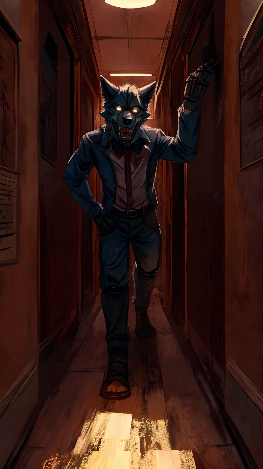 Scream of the animatronic, echoes through the halls
A haunting melody, as the night endlessly calls
Feel the fear rising, as you try to survive
In this twisted game of death, no one gets out alive, furry wolf animatronic