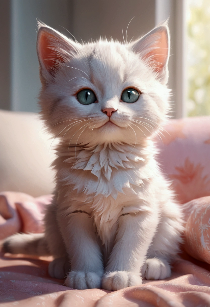 Beautiful little kitten, Volumetric Light, Ultra-realistic, Intricate details, shape, Painting, watercolor, Cute Chibi, Sleep, close your eyes,ah!, Shallow depth of field, Pastel Color Palette, Soft lighting, minimum, Modern, Digital Painting, Lois van Baerle、Ross Tran、Art by artgerm, Artstation HQのトレンド, Very detailed