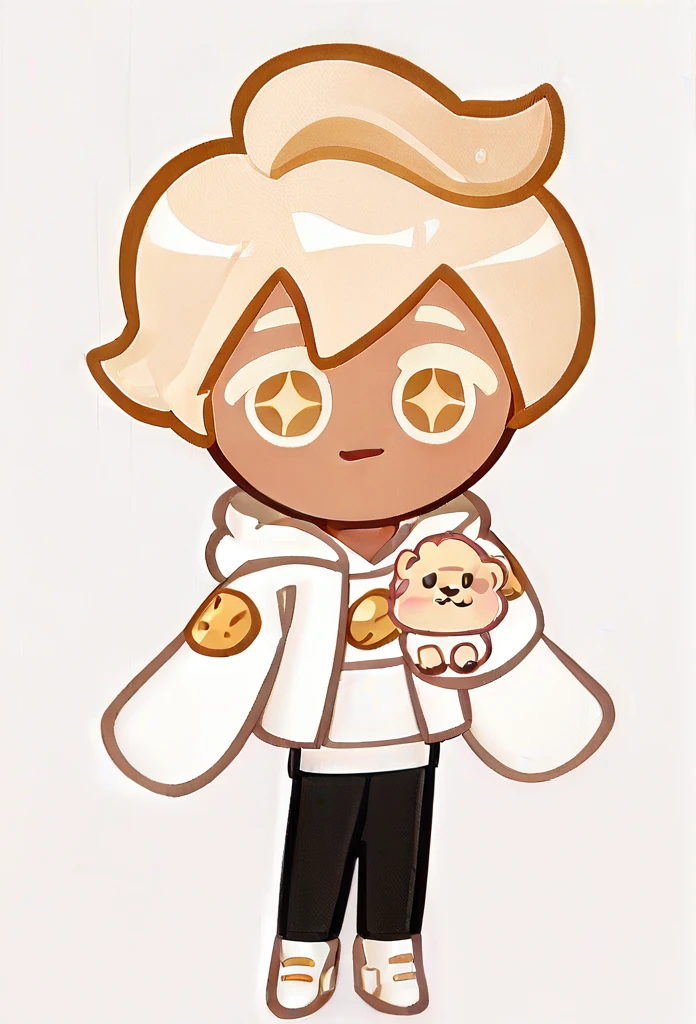 chibi, full body,Boy 1,White Hoodie,Black pants,White shoes,Lovely