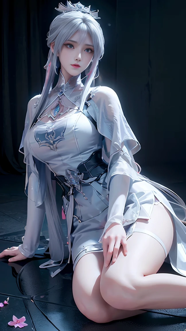 a white hair、Close-up of miss wearing white mask, Beautiful character painting, Gu Weiss, Gurwitz-style artwork, White-haired god, author：Yang Jie, Epic and beautiful character art, Stunning character art, author：Fan Qi, by Wuzhun Shifan, pixiv Art Street Guviz, Single ponytail, insult, High Ponytail, Tall and big, Long legs, (Sleeveless lace shirt), (shorts), (Striped )), ((Striped )), Walk, elegant, dignified, miss, Beautiful curves, sweet smile, Strong sense of detail and layering, Rich and colorful color, Has a unique texture, rich and colorful, color, vivid, Design Art, 16K, Very detailed, {{illustration}}, {Extremely refined}, {Exquisite surface treatment}, Very detailed, Delicate and shining eyes, {{Light}}, 极致灯Light效果, Model: realism, CFG size: 12, Laura: Bright texture (1.35), high quality, masterpiece, Exquisite facial features, Delicate hair depiction, Detailed depiction of the eyes, masterpiece, best quality, Light line tracing, Extremely detailed CG unified 8k wallpaper, masterpiece, best quality, (1 girl), Perfect body, (((tight white t shirt))), beautiful eyes, (Delicate face), Black short hair, Tie your hair up, Light blue hairpin, Black Silk Frame Glasses, in class, (White skin), (Optimal Lighting), (Super intricate details), 4K Unified, (Very detailed CG), Showing off her white legs, , Hot Pants, shorts,性感Long legs, Thin waist, Sweat is running down my waist, Showing belly, Extremely detailed depiction, Pink Hair, Asymmetrical bangs, Transparent clothes, Hands on thighs, 把目Light移开, 8k resolution, Raise an eyebrow, Shiny hair, Flower head, Wristband, bandage，Leather sexy pose, simple grey background, Crawl to the audience, Kitten pose, Get on all fours,