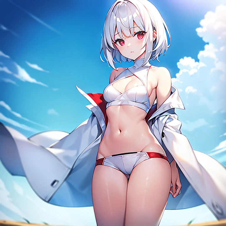 (white short hair)(red eyes)(A side chest)4K