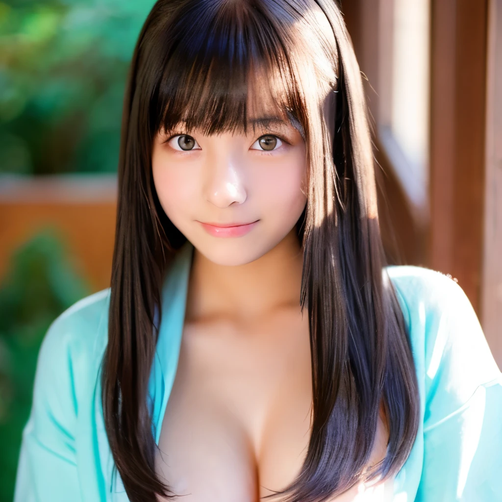 1 top quality girl　Very cute beauty　small, Bright Eyes　Shine, Shine肌　18-year-old, Black Hair　Clean and bright appearance, , and a cute　Beautiful Bangs　Big Breasts　School　high school　Nude Erotica　Blushed cheeks
