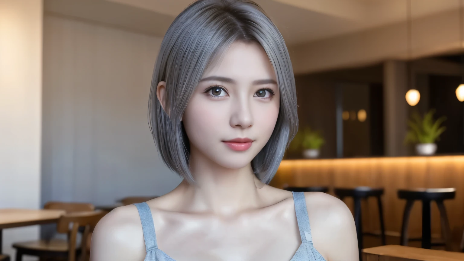 (Hot spring resorts in Japan,Soak shoulder-deep in an open-air bath,)Blushing cheeks、shyly smile、(Beautiful adult woman)、(short silver hair、hair pin、poneyTail、Floating hair、)Colossal tits、Blush with embarrassment、Enraptured eyes、A smile that beguiles the viewer、Look into the photographer、skin glistening with sweat、gazing at viewer、Upper body naked、,48 years old Shirtless、a necklace、piercings、pointed red mouth,Perfect round face,,Proper body proportion,Intricate details,Very delicate and beautiful hair,photos realistic,Dreamy,Professional Lighting,realistic shadow,Solo Focus,Beautiful hands,Beautiful fingers,Detailed finger features,detailed clothes features,Detailed hair features,detailed facial features,(masutepiece,top-quality,Ultra-high resolution output image,) ,(The 8k quality,),(Sea Art 2 Mode.1:1.3),,(Image Mode Ultra HD,)