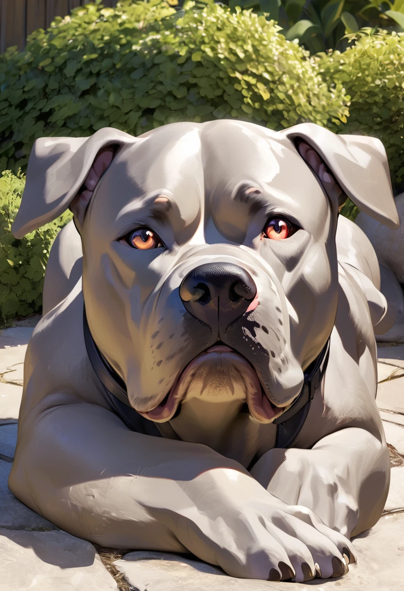 pitbull dog stone sculpture