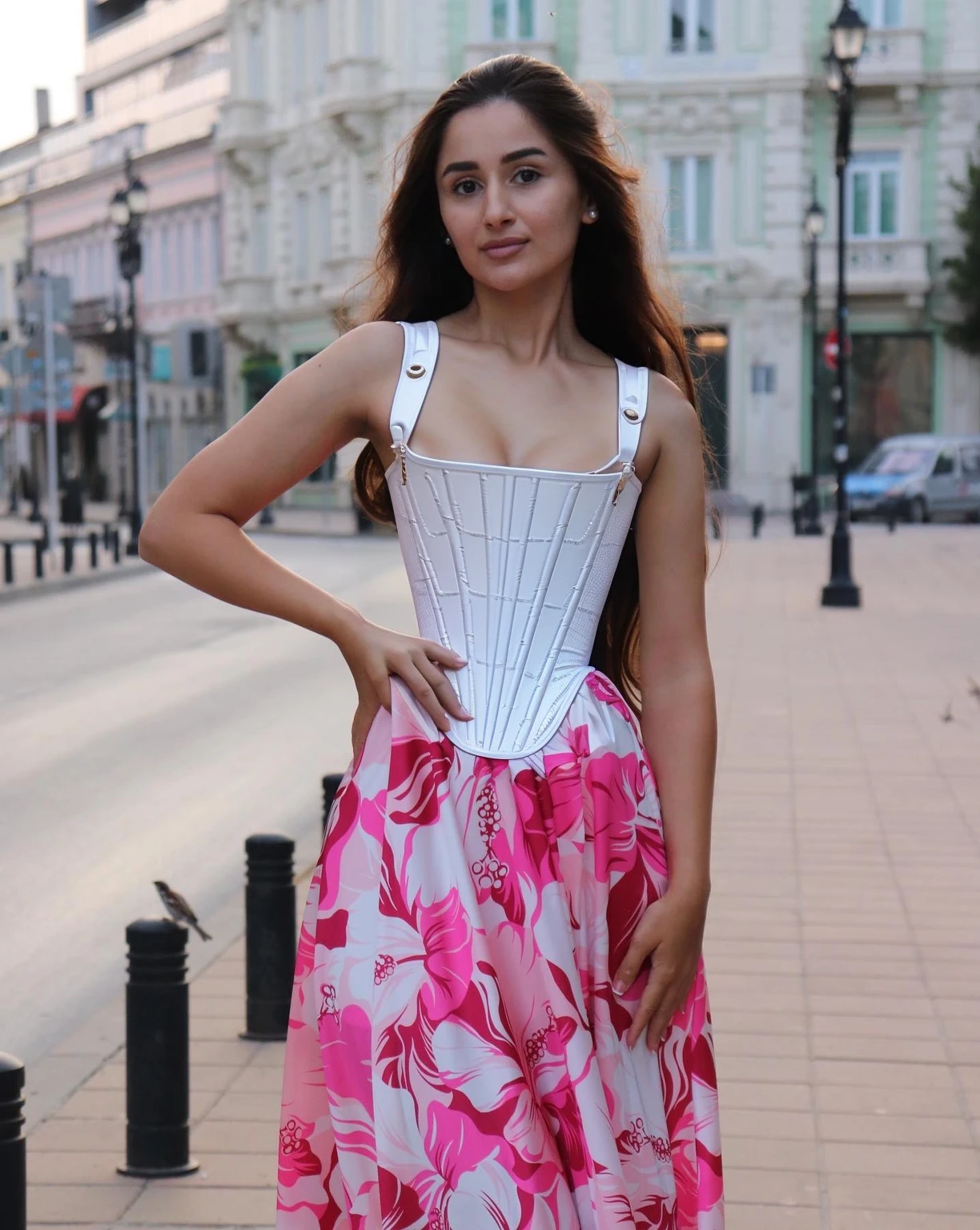 Photorealistic corset dress, pretty youth teen girl, 13 anos, clear and pure white skin, , sensual, hd, 8k
