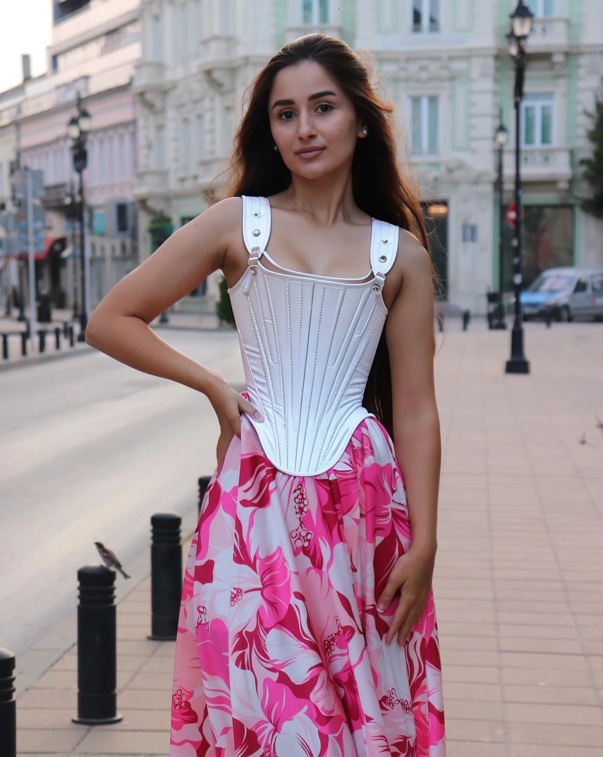 Photorealistic corset dress, pretty youth teen girl, 13 anos, clear and pure white skin, , sensual, hd, 8k