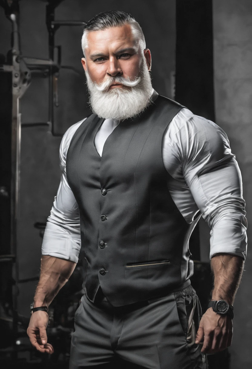 Image of a man with a strong body and white beard 