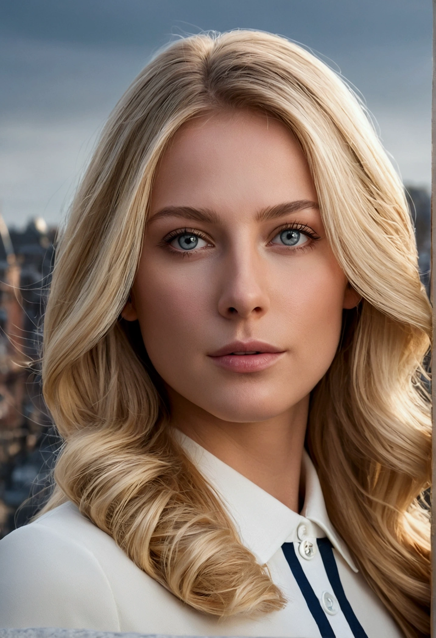 Photo de portrait professionnel d&#39;une belle fille norvégienne blonde en vêtements d&#39;winter with long wavy blonde hair, beautiful symmetrical face, elegant, play tennis, fog,ultra sharp, Detailed face,
Superbe environnement urbain moderne, ultra realistic, very detailed, complicated, sharpness, depth of ﬁeld, Coup moyen, HDR, 8k, Yeux PerfectEyes, High contrast