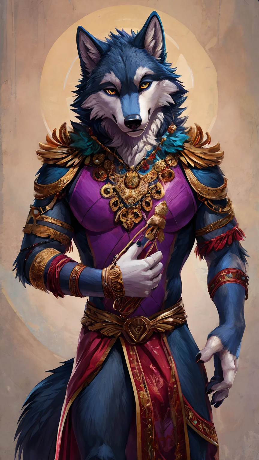 Im your puppet you pull my strings, a wolf puppet dancing in the palm of a hand, wolf anthro