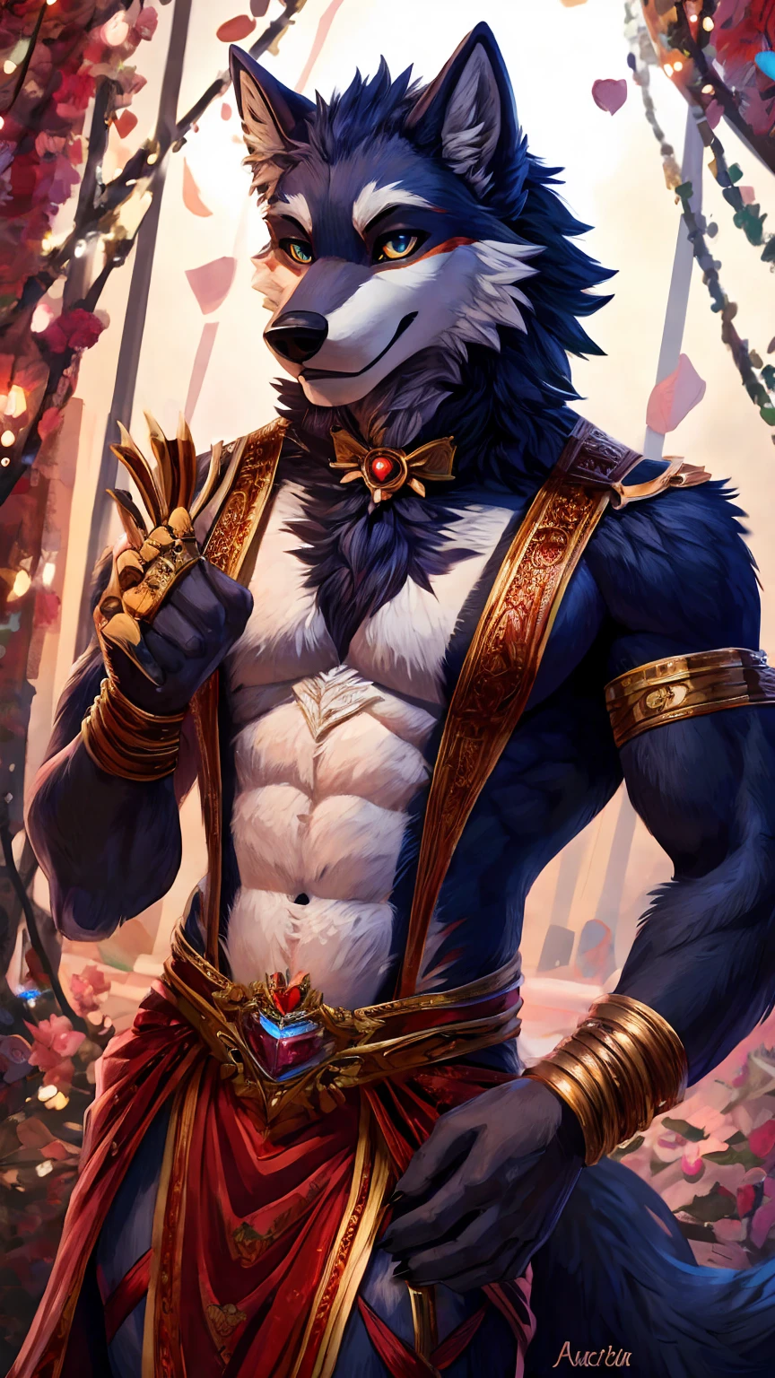 Im your puppet you pull my strings, a wolf puppet dancing in the palm of a hand, wolf anthro